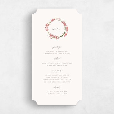 Pink Ticket Wedding Menu - Allamia