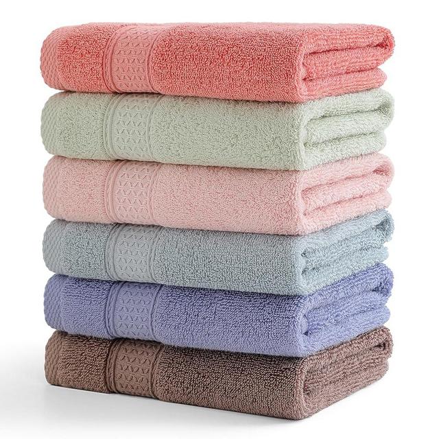 QAJ 6 Pack Hand Towel Set, 16 by 25 inches, 100% Cotton Ultra Soft and Highly Absorbent, Quick Drying, for Hotels, Spa, Bathroom
