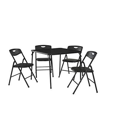 Cosco 5-Piece Folding Table and Chair Set, Black