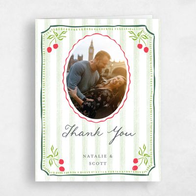Cherry, Green Wedding Thank You - Jardine Photo