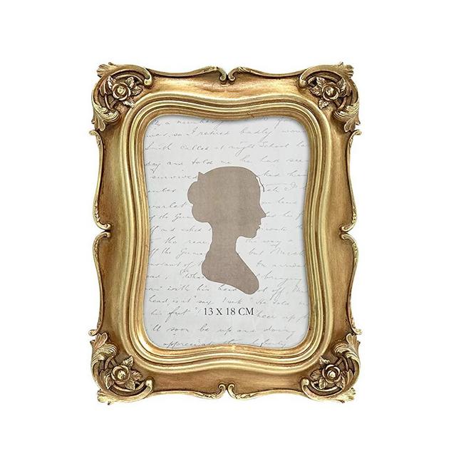Sunlit Vintage Picture Frame 5x7 Inch, Luxury Antique Photo Frames with Glass Front, Photo Display, Tabletop Wall Hanging, Gold