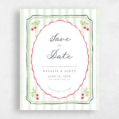 Cherry, Green Wedding Save the Date - Jardine Portrait
