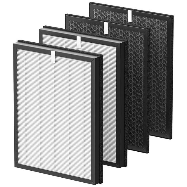 AP-B102 HEPA Replacement Filter Set Compatible with Alexapure Breeze AP-B102 and 3049 Air Purifier, Replaces Part # AP-B103(HEPA Filter) and #AP-B104(Carbon Filter), 2 HEPA + 2 Carbon Filters