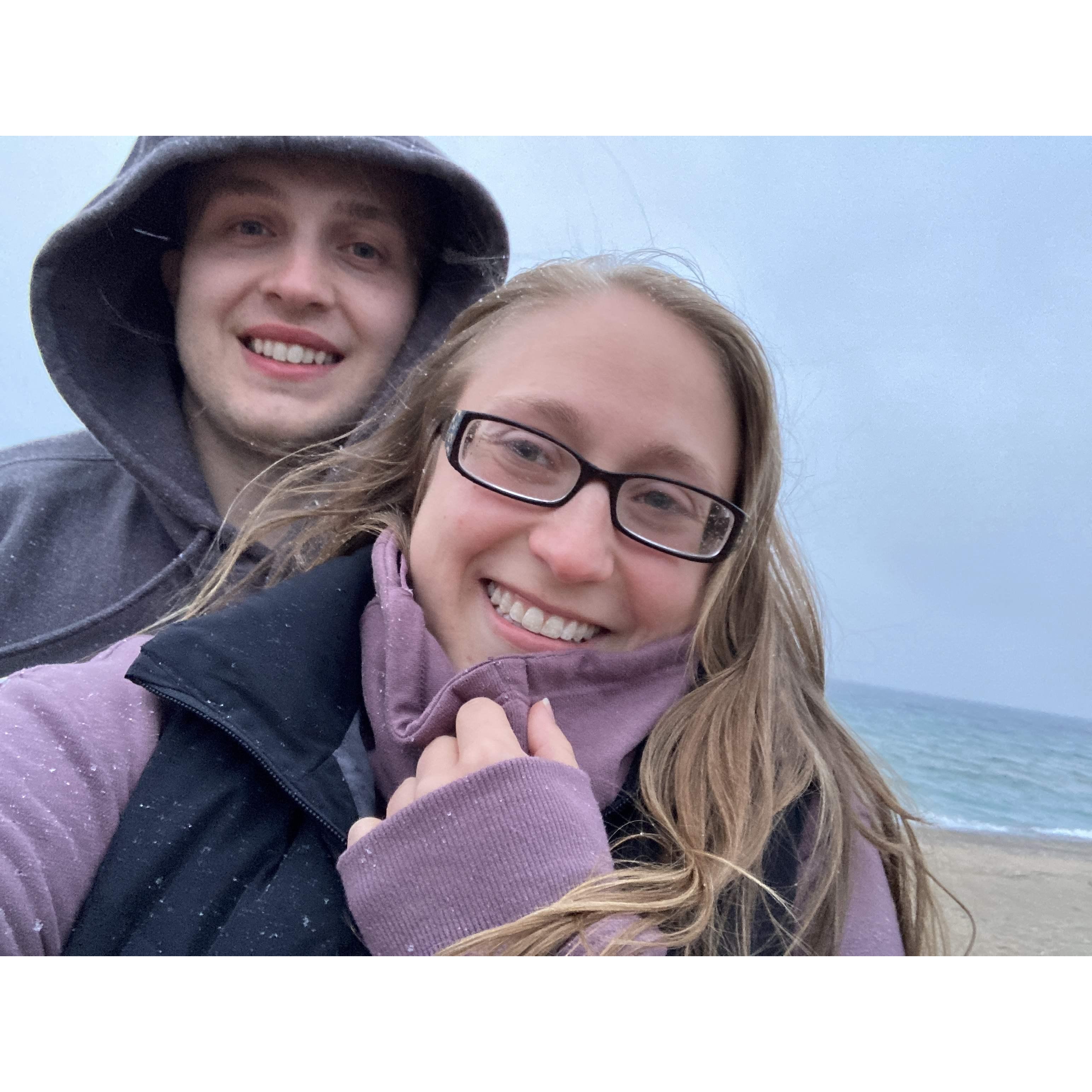 We went to see my (Elizabeth's) family in Traverse City for Easter weekend. It was much colder than we thought it would be!