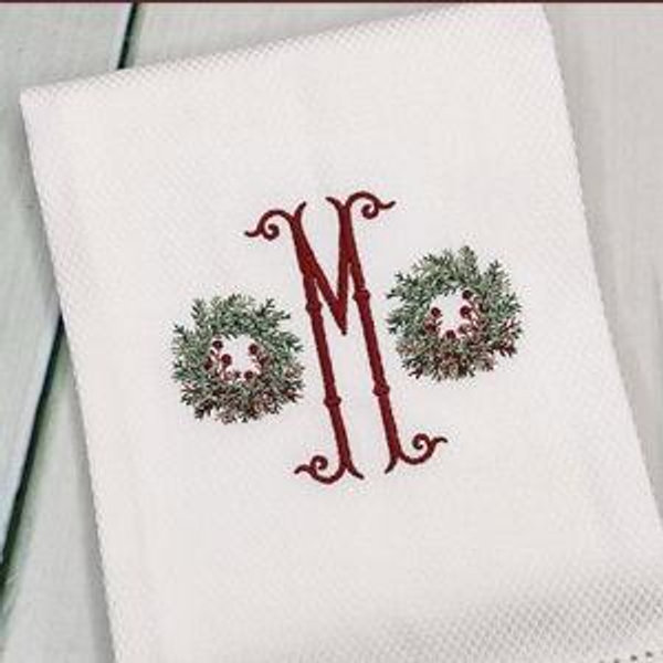 Monogrammed Christmas Hand Towel / Kitchen Towel / Wedding Gift / Christmas / Christmas Embroidered Towel / Tea Towel - Etsy