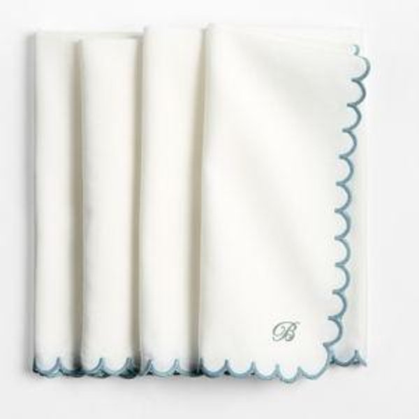 Personalized Mini Scallop Napkins, Set of 4