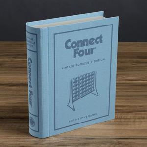 Connect Four Vintage Bookshelf Edition - 4 in a Row Game by WS Game Company, Fabric-Wrapped Book Box Display, Classic Strategy Tabletop Games for 2 Players, Ages 6+