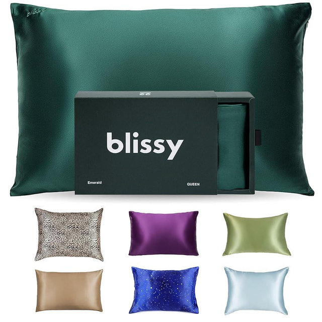 Blissy Silk Pillowcase - 100% Pure Mulberry Silk - 22 Momme 6A High-Grade Fibers - Silk Pillow Cover for Hair & Skin - Regular, Queen & King with Hidden Zipper (King, Emerald)