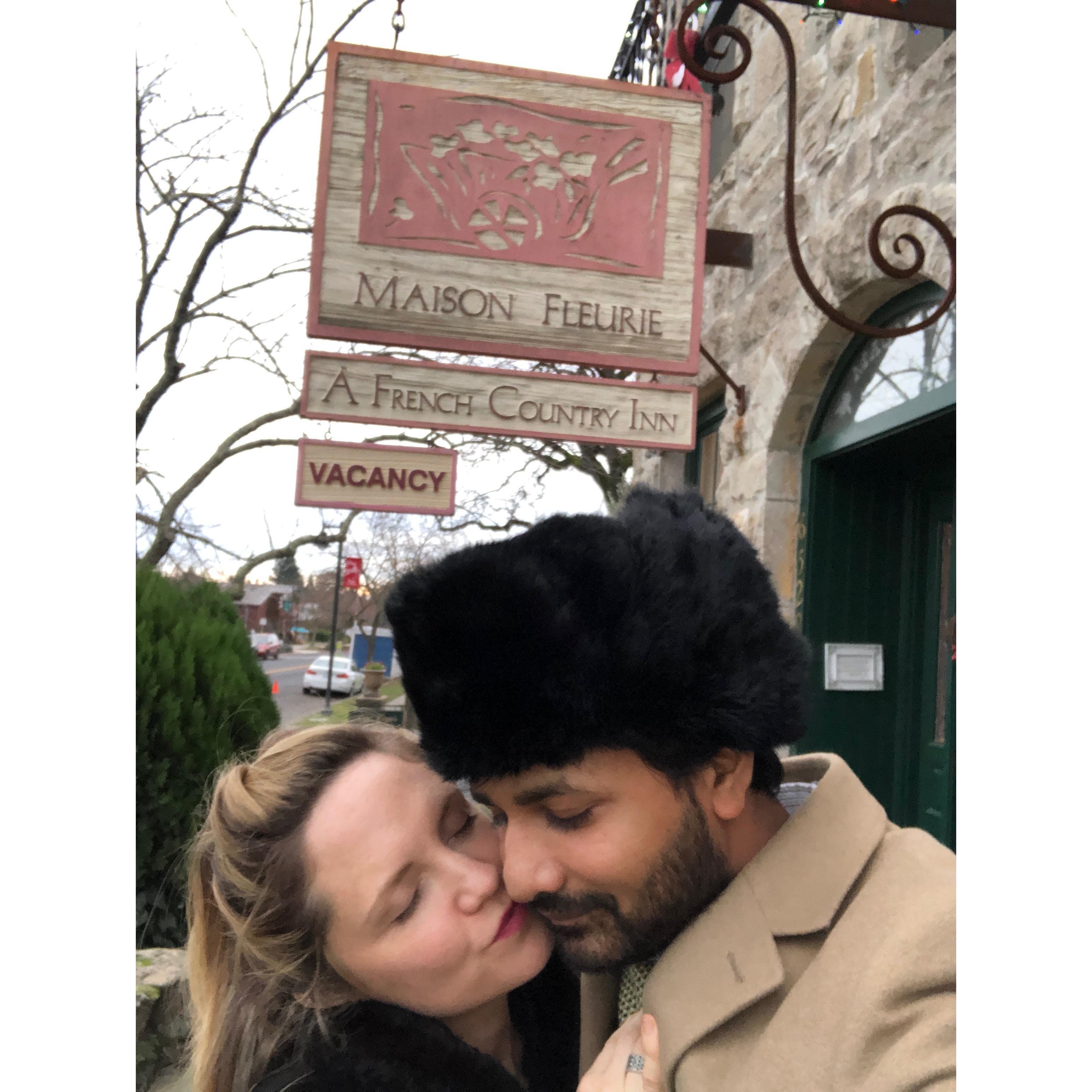 A little smooch on a weekend in Napa at this beautiful B&B for our 2 year anniversary. So grateful for this lovely man!