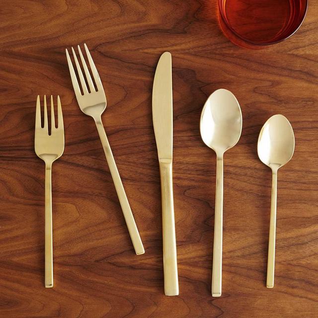 Blair Metal Flatware Set of 5, Antique Brass, 60 Piece