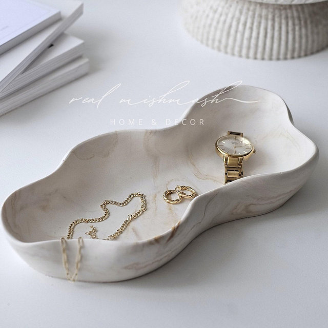 ONDÉ - Wavy Tray, Marble Bowl, Handmade Gift, Shelf Decoration, Entryway Key Dish, Trinket Tray, Jewellery Plate