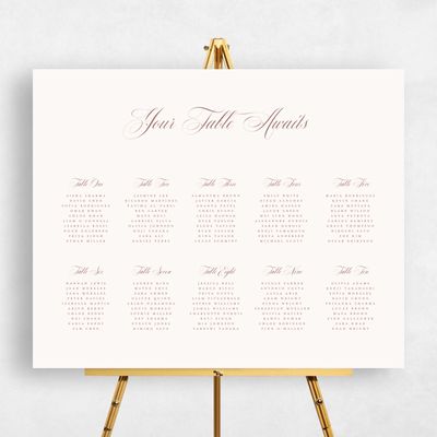 Beige Wedding Sign - Jade Seating Chart