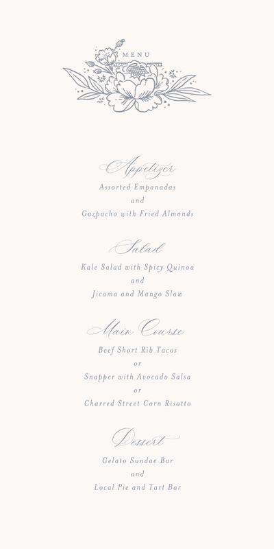Beige Oval Wedding Menu - Yolande