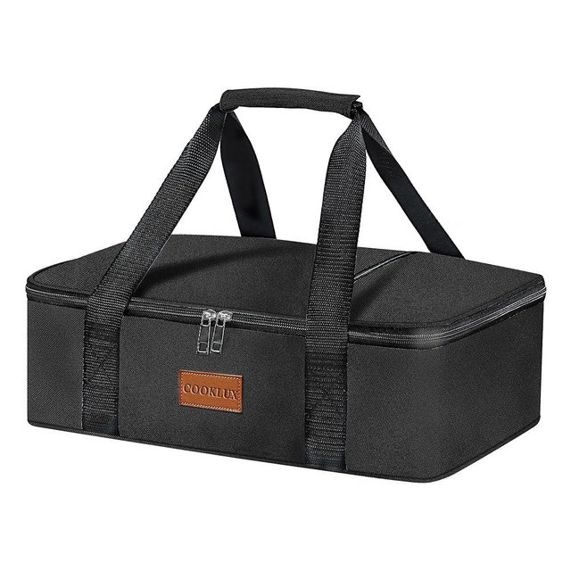 Cooklux Insulated Casserole Carrier 9x13 Inch, Durable Nylon, Leak-Proof Casserole Dish Carrier, Casserole Carriers for Hot or Cold Food (Black)