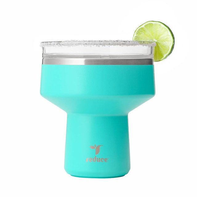 REDUCE Saltini 16 oz Cocktail Tumbler - Insulated Margarita Tumbler with Lid - Keeps Drinks Cold for 10 Hours - 360 Sippable Martini Glass Alternative - Shatterproof, Perfect for Parties-Ocean Breeze