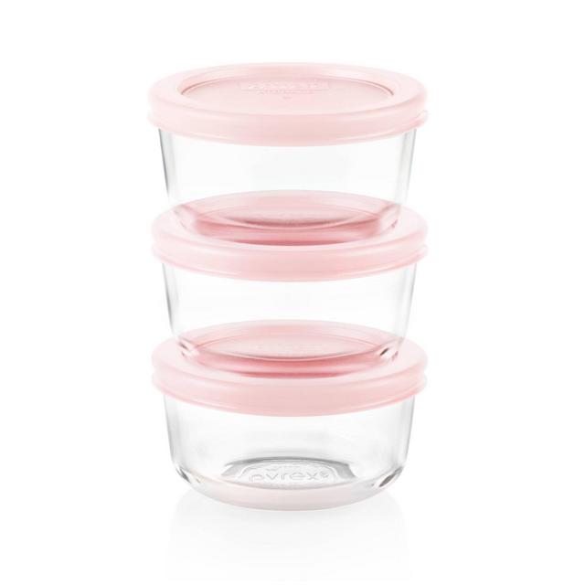 Pyrex 1 Cup 3 Pack Round Food Storage Container Set - Pink