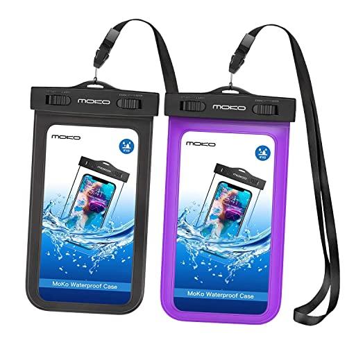 MoKo Waterproof Phone Pouch [2 Pack], Underwater CellPhone Case Dry Bag with Lanyard Armband Compatible with iPhone 11/11 Pro Max, X/Xs/Xr/Xs Max, 8/7/6s Plus, Samsung S10/S9 Plus, S10e, S20, Note 10