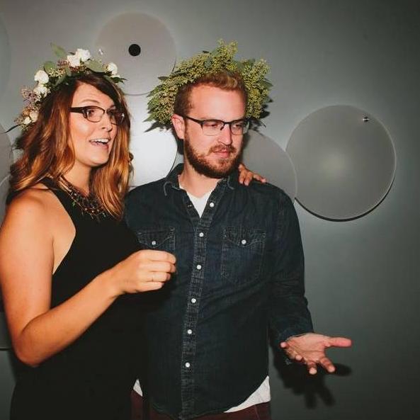 One of our first photos together in 2014 for an art show LA hosted at the eyewear boutique she used to work.