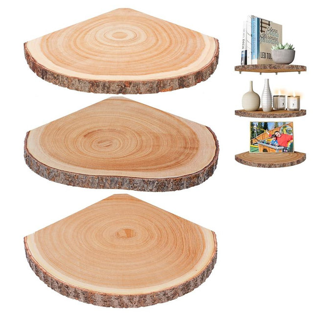Corner Floating Shelves（3Pcs Wood Corner Shelf Rustic Corner Shelves Wall Corner Shelf for Decor/Storage/Kitchen/Bedroom/Office/Living Room