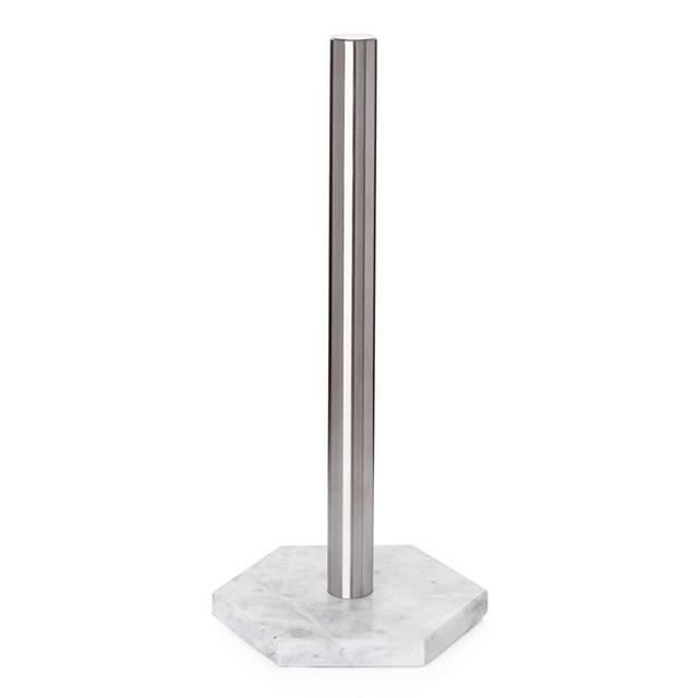 Paper Towel Holder Stand with Marble Base - Hexagonal Marble Paper Towel Holder - Standing Paper Towel Holder Looks Luxurious, Saves Countertop Space, Holds All Paper Towel Rolls Like Bounty Holder
