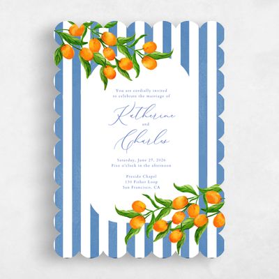 Blue Scalloped Wedding Invitation - Tropea Classic