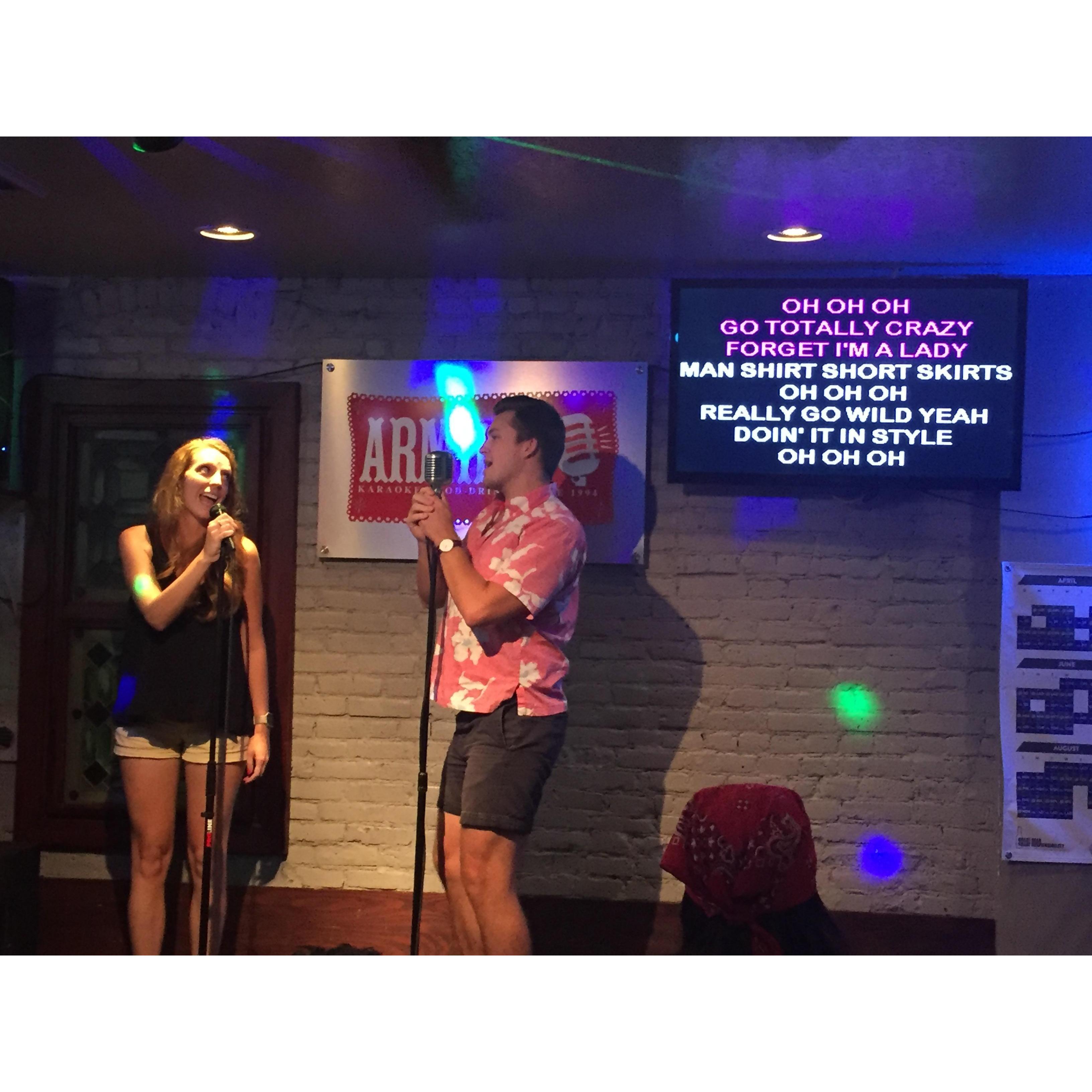 Singing our hearts out at Karaoke
