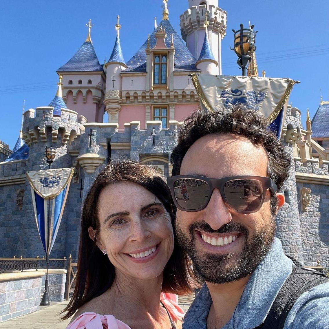 Posing by the Disneyland castle.