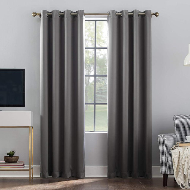 Sun Zero Nordic Theater Grade Extreme 100% Blackout Grommet Curtain Single Panel, 52" x 63", Gray