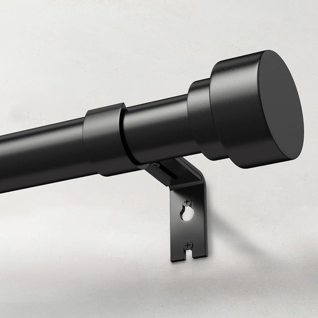 IFELS Heavy Duty Curtain Rods for Windows 48 to 84 Inch, 1 Inch Adjustable Black Curtain Rod Set with Easy Installation and Modern Design (A1,Black,30-90")