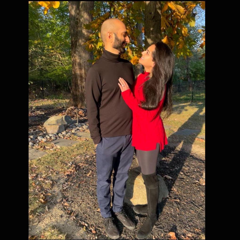 October 2024: just after getting engaged! Kudos to Parth for picking a spot to propose that held a ton of meaning to me :) - Adhithi