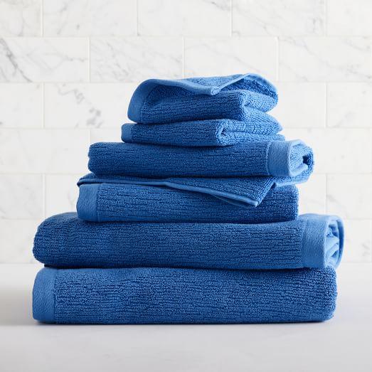 Organic Textured Towel, Surf Blue, Set of 6