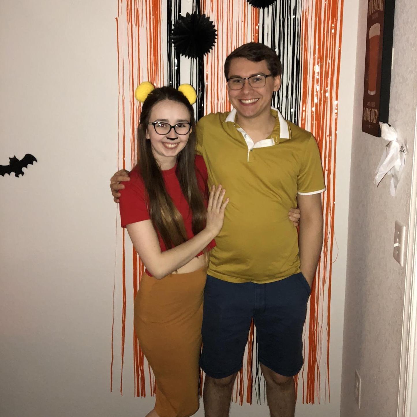 At a friend’s Halloween party. I’m Winnie the Pooh and he’s Christopher Robin.