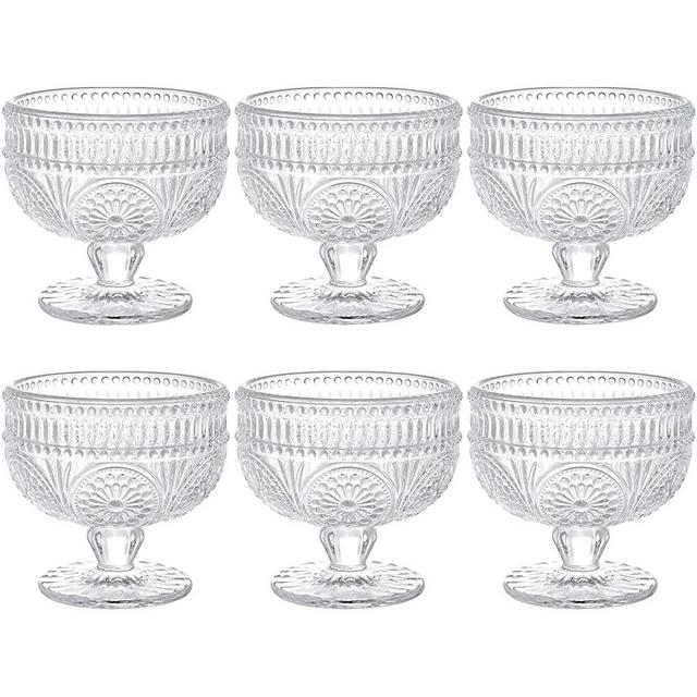 Kingrol 6 Pack Glass Dessert Bowls, 10 oz Mini Trifle Bowls, Glass