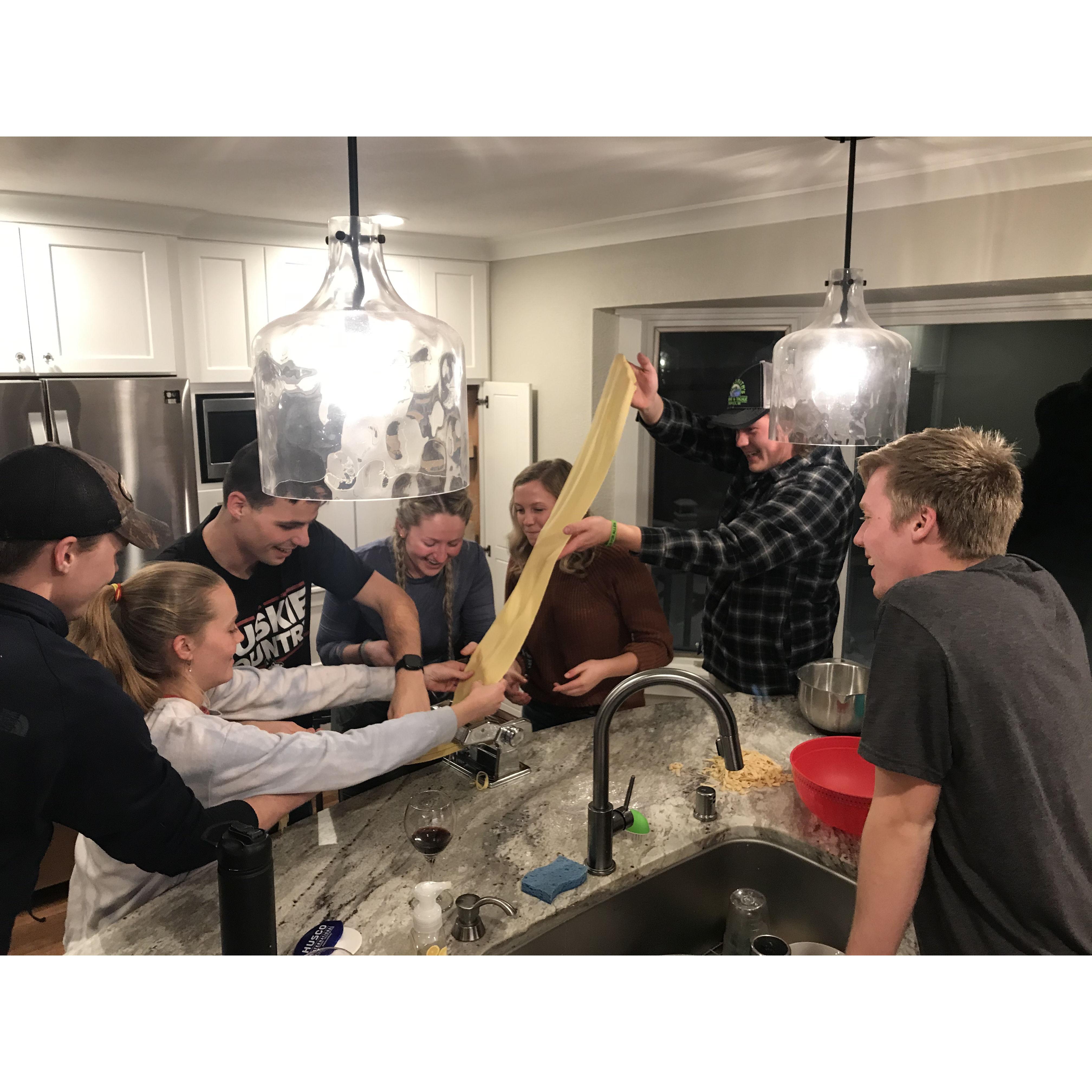 Courtney teaching us all how to make pasta!