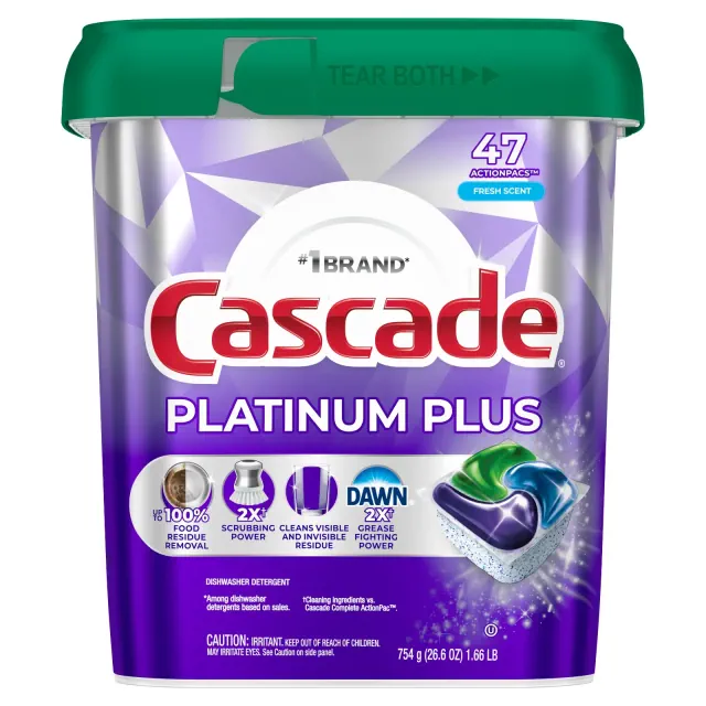 Cascade Platinum Plus Action Pacs Dishwasher Detergent - Fresh - 47ct