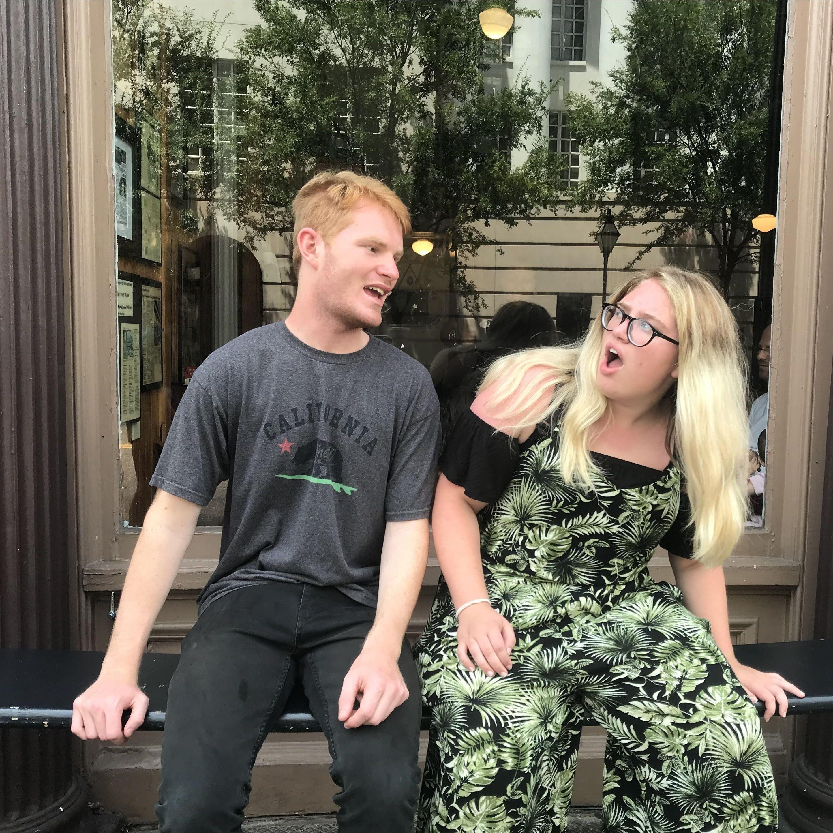 This is Haden's favorite picture of the two of them. They were sitting on the infamous benches outside of Hyman's Seafood in Charleston. July 2018