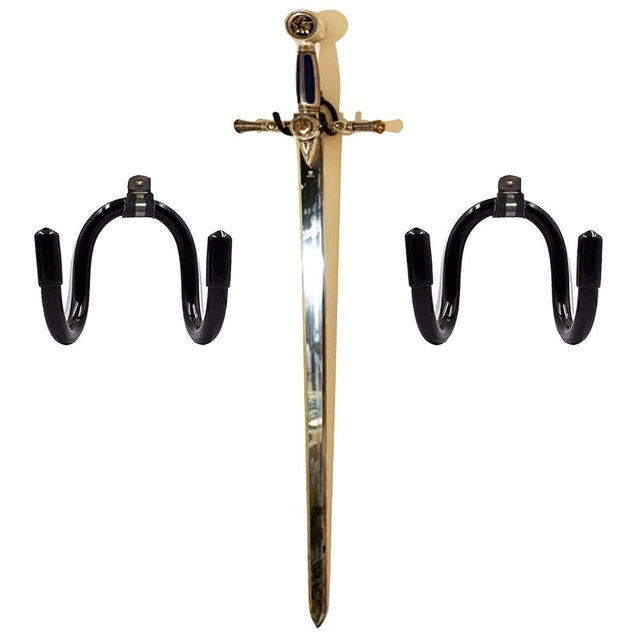 Flexible Adjustable Sword, Wall Hook Sword Hanger Display Universal Sword Holder Wall Mount for Sword,Dagger,Axe,Keyblade, etc - No Sword - Vertical/Horizontal Display - Sturdy Enough - 2 Pack