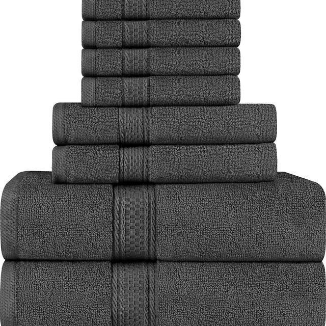 Utopia Towels 8 Piece Towel Set, Dark Grey, 2 Bath Towels, 2 Hand Towels, and 4 Washcloths