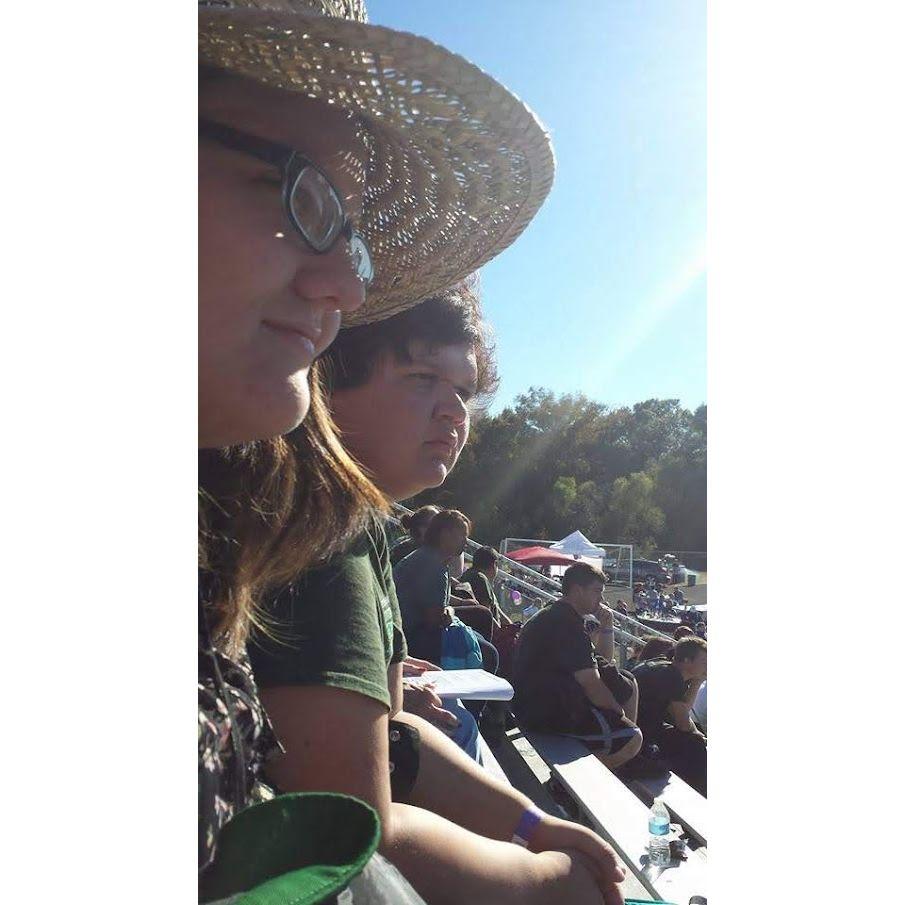 Concentrating during a band competition in high school