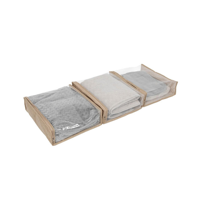 Household Essentials Under Bed Zippered Sweater Storage Bags with Clear Vision Panel, Set of 3