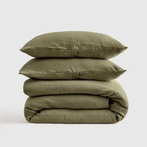 Organic Airy Gauze Duvet Cover Set | Quince in Olive