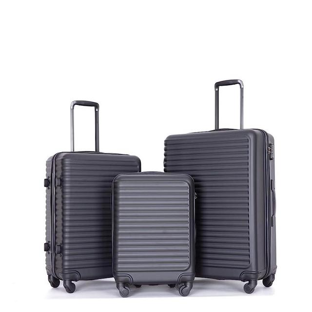 Tripcomp Luggage Set of 3pieces, Hardshell Travel Durable Lightweight Suitcase Sets with Spinner Wheels TSA Lock, Carry-on,(20inch/24inch/28inch) Men and Women (Dark black)