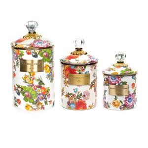 White Flower Market Set of 3 Canister