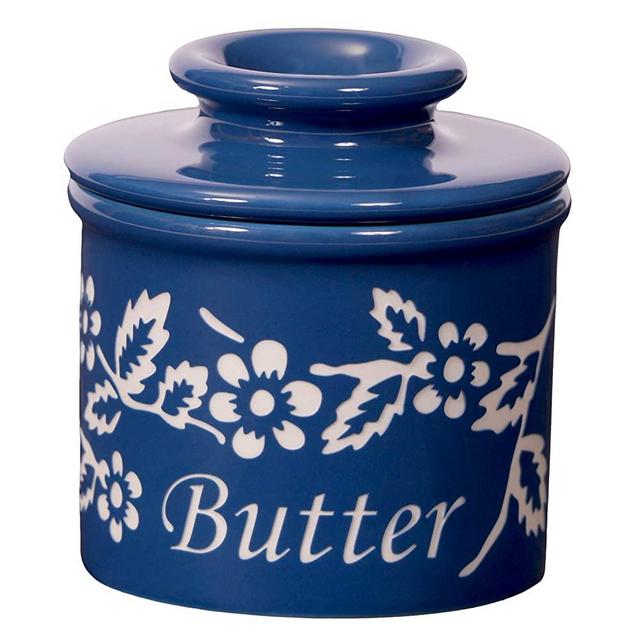 Butter Bell - The Original Butter Bell Crock by L. Tremain, French Ceramic Butter Dish, Fleur de Provence Collection, Marine Blue