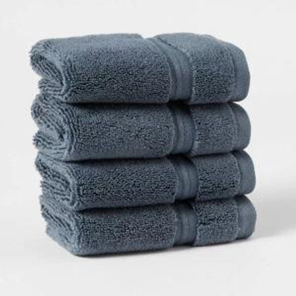 4pk Spa Plush Washcloth Set Slate Blue - Threshold™