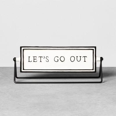 Reversible Sign Let's Go Out / Let's Stay In Cream - Hearth & Hand&#153; with Magnolia