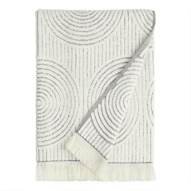 Gray and White Sculpted Spiral Morgan Bath Towel