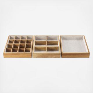 Lined Acacia 16-Section Tray