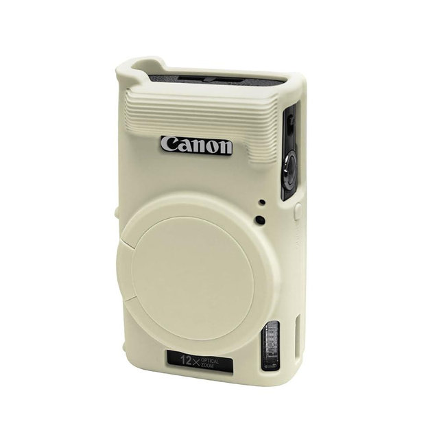 Easy Hood Case for Canon PowerShot IXY 650/ELPH 360 Camera, Soft Silicone Camera Cover with Removable Lens Cap, Slim Fit Anti-Scratch Carrying Protective Case Camera Body Skin Sleeve(Beige)