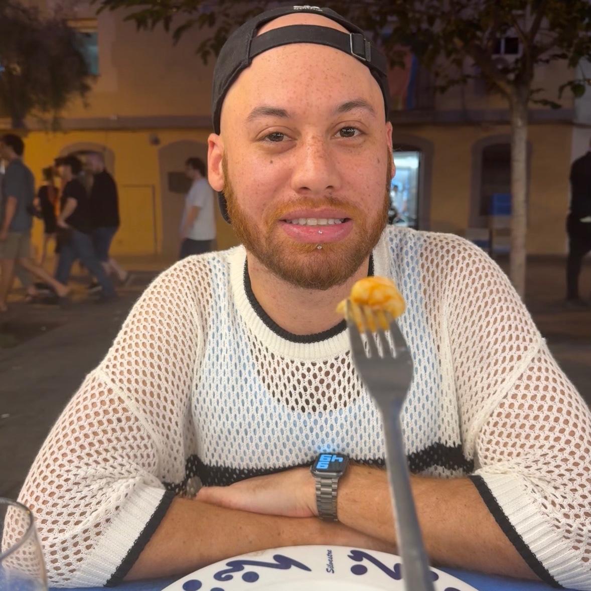 Trying Shrimp in Barcelona